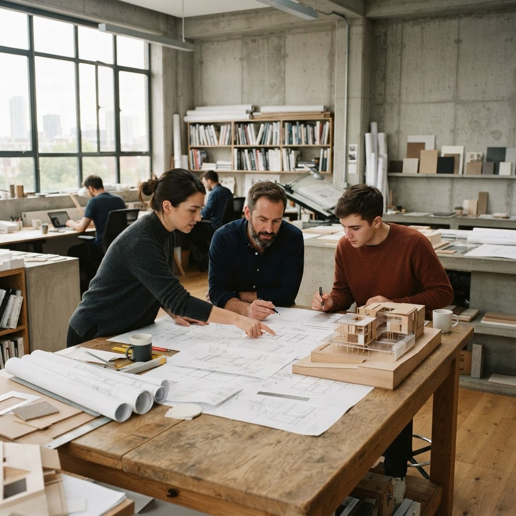 Studio Crafted Walls architects reviewing models